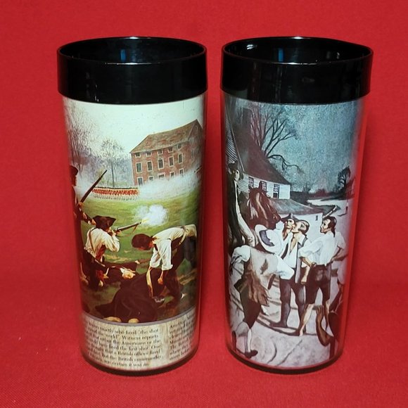 Thermo Serv Cups Historical Revolutionary Wars USA Insulated Tumblers Set of 2 - Picture 2 of 11